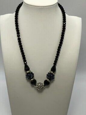 Park Lane Elegant Black Faceted Crystal Glass Magnetic Closure Necklace